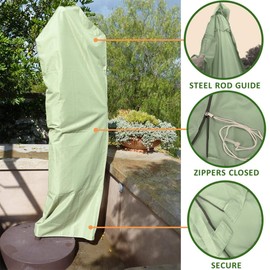 Formosa Covers | Premium Tight Weave Outdoor Patio Umbrella Cover - Heavy Duty Weatherproof Fabric - Easy on Universal Off-Center Cantilevers- (Pack of 2) (Aspen Green)