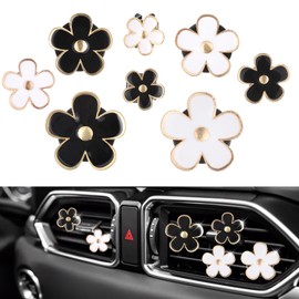 Pack of 8 Car Decoration for Ventilation Slots, Car Accessories Daisy Flower, Air Freshener Clip, Black Car Accessories, Interior Decoration for Car Accessories, Living Room, Women, Girls