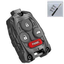 Cutting NOT Required - Upgraded Version Heavy Zinc Alloy Key Fob Shell Case Replacement for Honda Accord Civic EX CR-V Pilot Key Fob Cover (4 Button-Black)