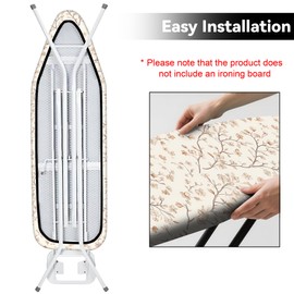 BVBOX Ironing Board Cover, Standard Size Iron Board Covers with Heavy Duty Adjustable Elastic Edges, Heatproof Ironing Board Covers for Smooth Ironing(Flowers, 15"x54")