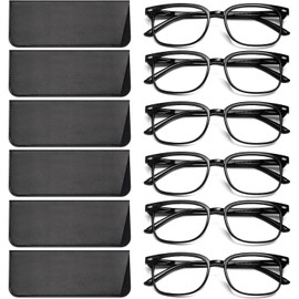 NOVIVON 6 Pack Reading Glasses Blue Light Blocking for Women Men, Lightweight Anti Eyestrain/Glare Computer Readers (Light Black, 2.5)