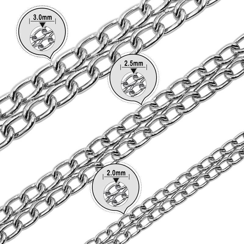Dog Chain Collar, Heavy Duty Silver Triple Row Martingale Chain