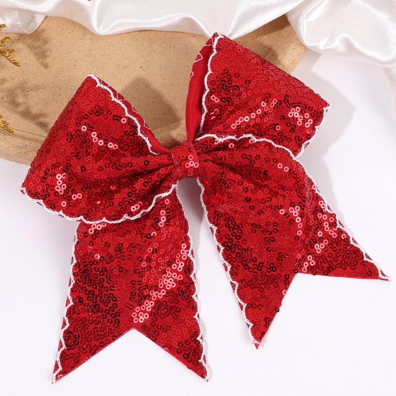 7" Glitter Large Cheer Hair Bow Clips for Girls Cheerleader