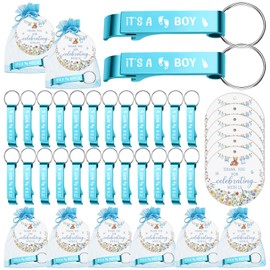 LIUBUJINGYING 60 Sets Baby Shower Bottle Opener Favors for Guests It's a Boy Beer Opener Keychain Welcome Baby Keychains Sweet Baby Bottle Opener with Thank You Tag Organza Bag for Gender Revel Return