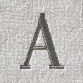 SKL Home Casual Monogram Hand Towel Set, A, 16x26, White 2 Count