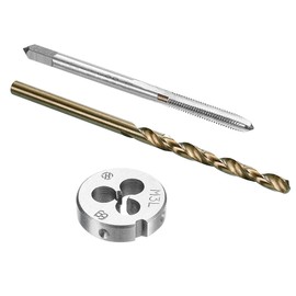 sourcing map Tap and Die and Drill Bit Set, M3 x 0.5 Left Hand Thread Milling Tap and Round Die, 2.5mm Cobalt High Speed Steel Twist Drill Bit