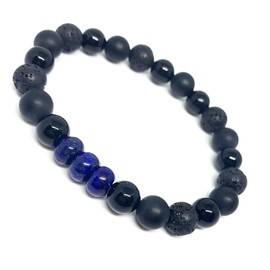 LEO Gemstone Diffuser bracelet/Thin Blue Line/Unisex/For Men or Women/Black Onyx and Lapis Wellness Bracelet/Police Officer/Protective Energy/Unisex beaded bracelets