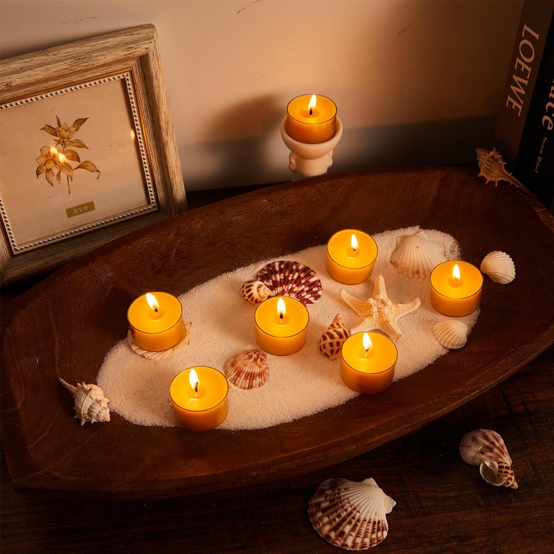 Ashlux Beeswax Tea Lights Candles 6 Pack, 6 Hours Clean