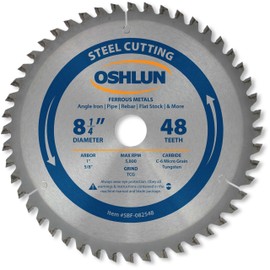 Oshlun SBF-082548 8-1/4-Inch 48 Tooth TCG Saw Blade with 1-Inch Arbor (5/8-Inch Bushing) for Mild Steel and Ferrous Metals
