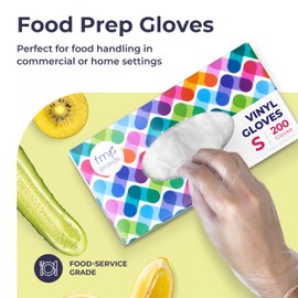 Fit Meal Prep 200 Pack Disposable Food Prep Vinyl Gloves Large Food Safe Glove Household Cleaning Gloves for Cooking, Kitchen