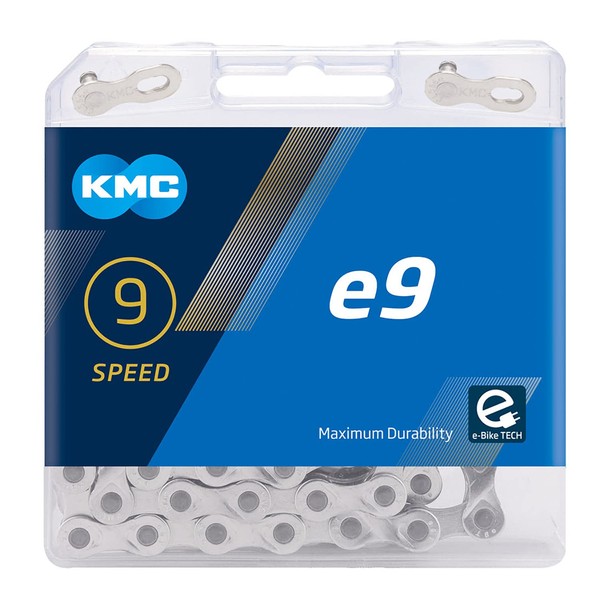 KMC E9 9 Speed E-Bike Chain, Silver, 122 Link