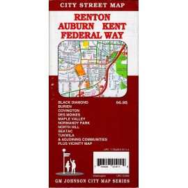 City Street Map of Renton, Auburn, Kent, Federal Way, Washington, by GMJ Maps