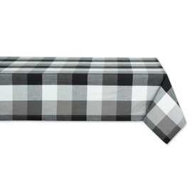 DII Tri-Color Check Collection 100% Cotton Tabletop, Tablecloth, 52x52, Black