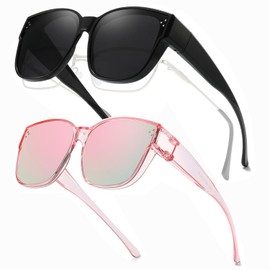 Myiaur 2 Pack Polarisiert Überzieh Sonnenbrille für Damen UV400 Schutz Sonnenbrille für Brillenträger Autofahren