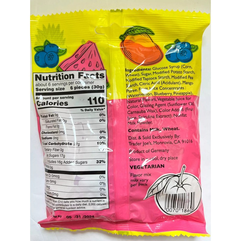 Trader Joe's 4 Packs Trader Joes Sweet Deliciously Fruity Gummy