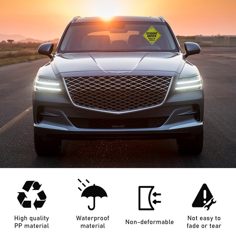 Ohleats 2PCS Student Driver Sticker for Car Window, 5"x5" Please