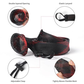 NATRUTH Rod Sock Fishing(10pcs)，Rod Sleeve Rod Covers 67inches/74.8inches Braided Mesh with Lanyard Rod Protector Pole Gloves Fishing Tools. Flat or Pointed End/Spinning for Casting Sea Fishing Rod