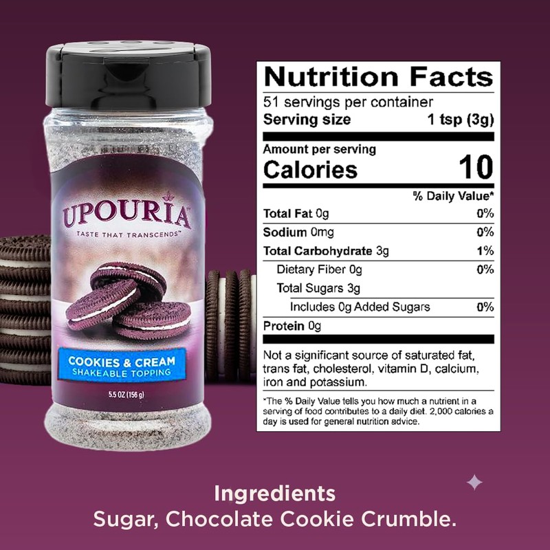 Upouria Cookies & Cream Coffee Topper, Vegan, Rich Flavor Enhancer