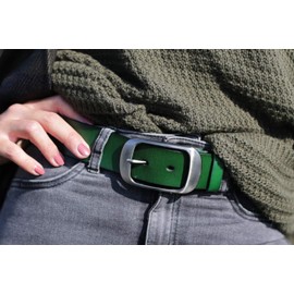 styleBREAKER Unisex Genuine Leather Belt 3.7 cm | Shiny Cowhide | Subtle Brushed Buckle | Elegant Look for Suit & Jeans | Can be Shortened, black