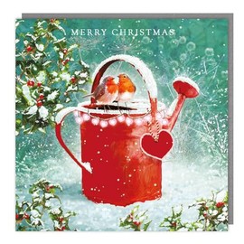 Tracks Publishing Charity Christmas Cards Pack of 5 - Charity Christmas Cards 2024 with a Snowy Robins and Holly Design - Eco-Friendly Xmas Cards Multipack with Envelopes