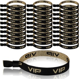Chunyin Pack of 30 VIP Fabric Entrance Bands Black Golden Vip Ribbons Party Bands Festival Bands with Closure for Event Party Amusement Park Concert Birthday Wedding