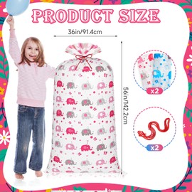 MOORIIY 2 Pcs Jumbo Baby Shower Bag Extra Large Gift Bags for Presents, 56x36inch Oversized Plastic Storage Wrapping Bags Giant Gift Bags with Ropes for Baby Shower Birthday Favors Supplies