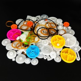 130PCS 0.5 Module Plastic Gear Set Belt Pulley with Rubber Band Single Gear Reduction Gear Spindle Gear Small Motor Gears for DC Motor RC Car Truck Robot Helicopter DIY Model Toy Parts (130)