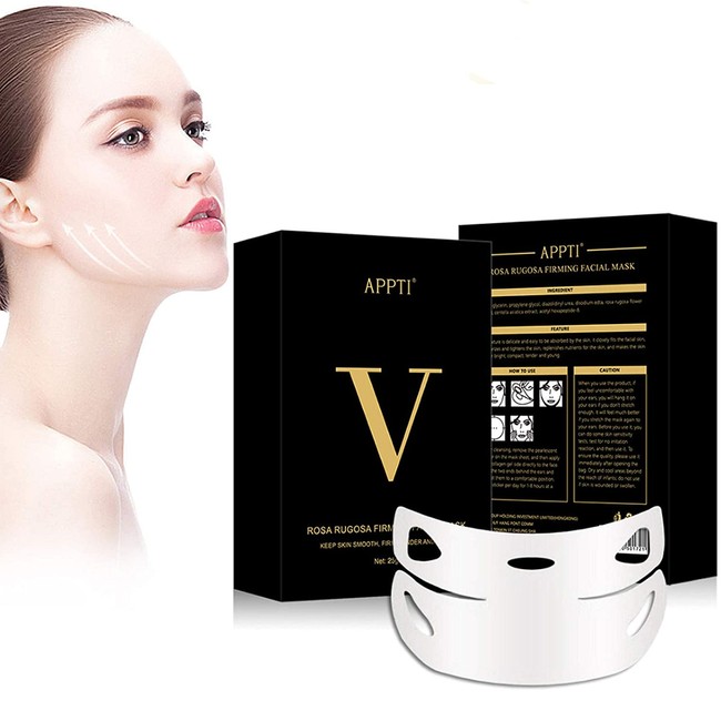 Permotary 5 PCS V Shaped Slimming Face Mask V Line Chin Lift Mask Chin Up Tightening Patches Great for Chin Up & V Line, Double Chin Reduce, Firming Moisturizing & Contour Lifting
