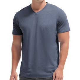 VEIISAR Premium V Neck T Shirts for Men - Modern Fitted Tees Vneck Undershirts V6 Royal Blue-Grey XXL