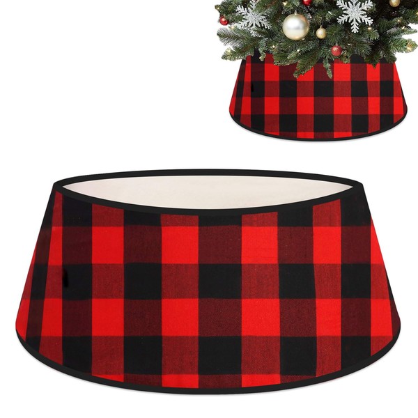 PATYDEST Christmas Tree Collar Red&Black 28.3 Inches Buffalo Plaid Tree