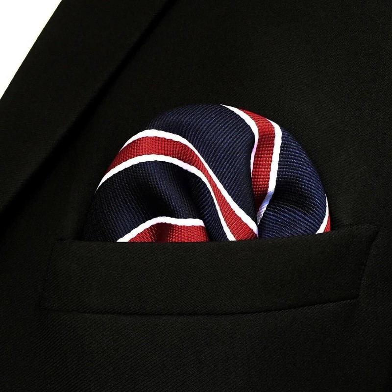 S&W SHLAX&WING Men's Striped Necktie, Blue, Red, Business, 3.5" x