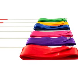 CIM Gymnastics Band - 4 m Satin Ribbon - with Swing Bar - Rhythmic Sports Gymnastics (Mixed Colour 4 m)