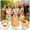4 Set Falda Pulseras Collar Diadema Hawaiano Disfraz Fiesta