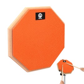 Newellsail Drum Practice Pad 8 Inch Drum Pad Rubber Dumb Drum Practice Pad with Wooden Base for Drummers Beginners Orange