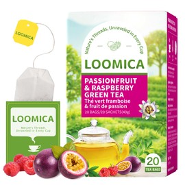 LOOMICA Passionfruit Raspberry Green Tea, Tropical Fruity Blend of Passion Fruit & Raspberry and Green Tea, Refreshing & Tropical, Hot or Iced, Antioxidant-Rich, No Artificial Sugar, 20 Counts