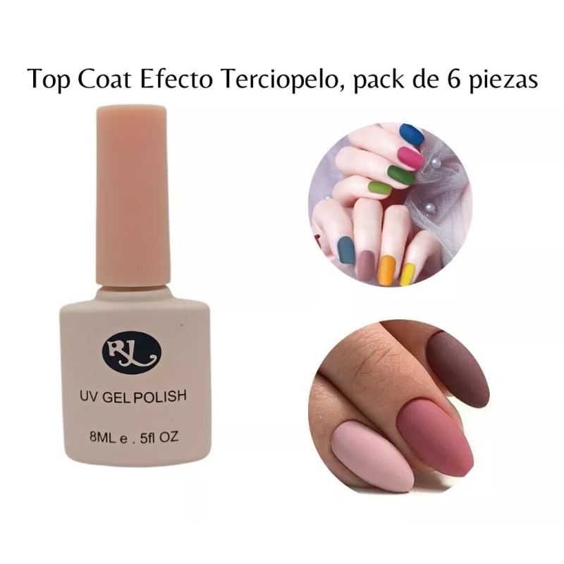 Rj Top Coat Mate Terciopelo Rj Para Esmalte Gel Semipermanente
