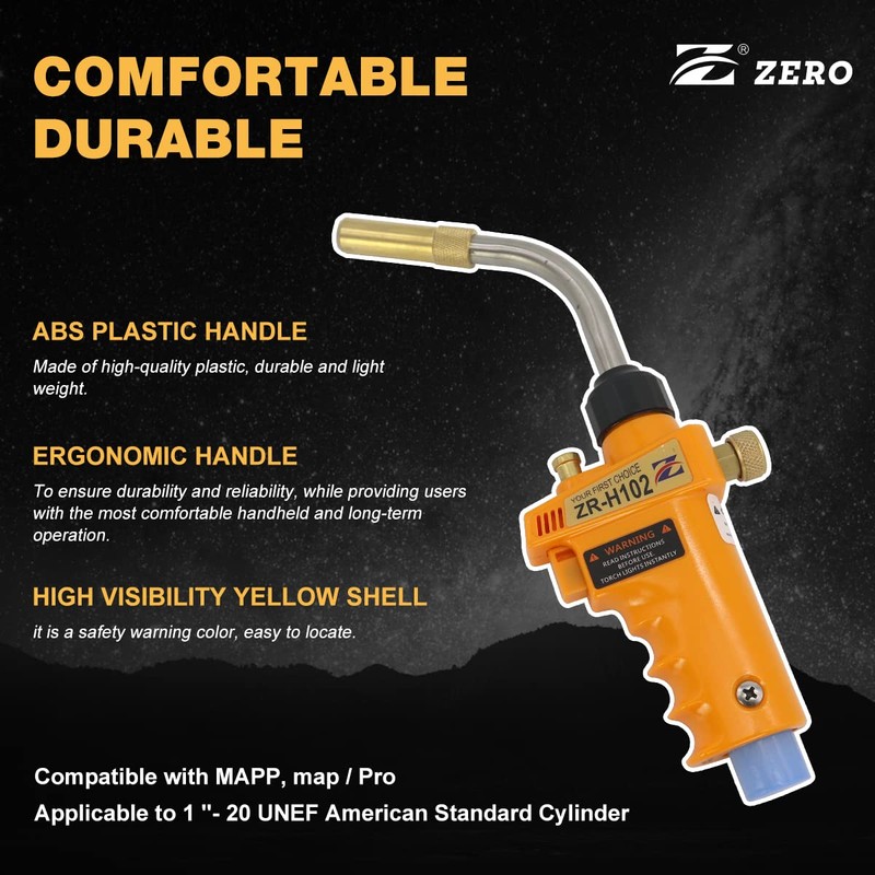 Zero ZR-H102 Trigger Start Propane Torch Head High Intensity Adjustable
