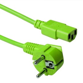 ACT IEC Cable 5 m, C13 Cable, PC Power Cable, CEE 7/7 to C13 3 Pin - Protective Contact - AK5405 Green