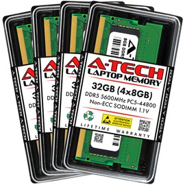 A-Tech 32GB Kit (4x8GB) DDR5 5600MHz PC5-44800 CL46 SODIMM 1.1V Non-ECC Unbuffered SO-DIMM 262-Pin Laptop RAM Memory Upgrade Modules
