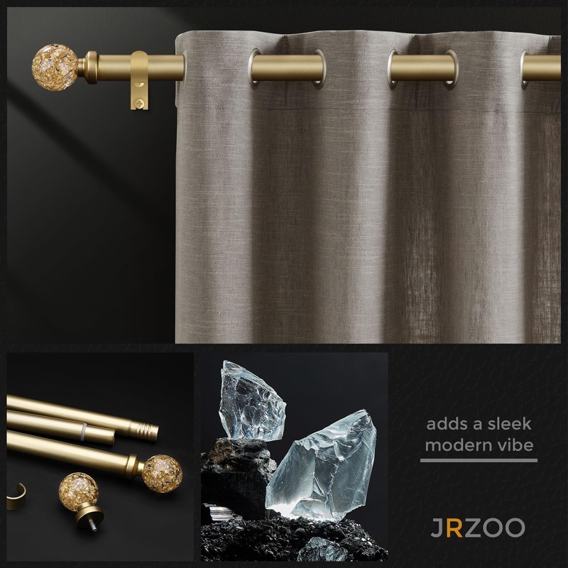 2 Pack Gold Curtain Rods for Windows 48 to 84