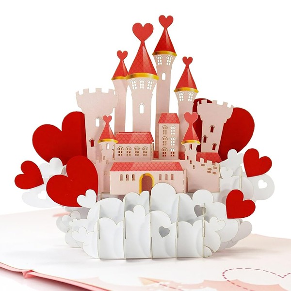 CUTPOPUP Valentines Day Card Pop Up, Anniversary Card, Wedding 3D Greeting Card, Valentine's Day, Romantic Loved Card (Love Castle)