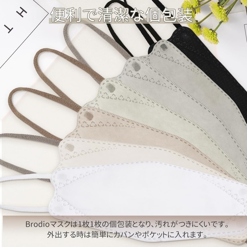 立体 マスク 大きめ22.5cm/やや大きめ21cm 不織布 個包装 30枚入 3D 大人用 【耳が痛くならない】 brodioマスク