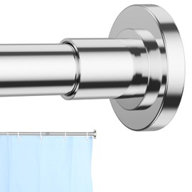 CorkLatta Chrome Shower Curtain Rod 31 to 104 Inch,1 Inch Diameter Adjustable Spring Tension Curtain Rod No Drilling Stainless Steel Telescoping Rod,No Rust