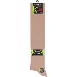 Vincent Creation 4 Pairs Bamboo Women's Knee Socks in Black, Dark Blue, Beige/Brown, Hand-Linked Lace (without Seam), Health Stockings, beige / brown