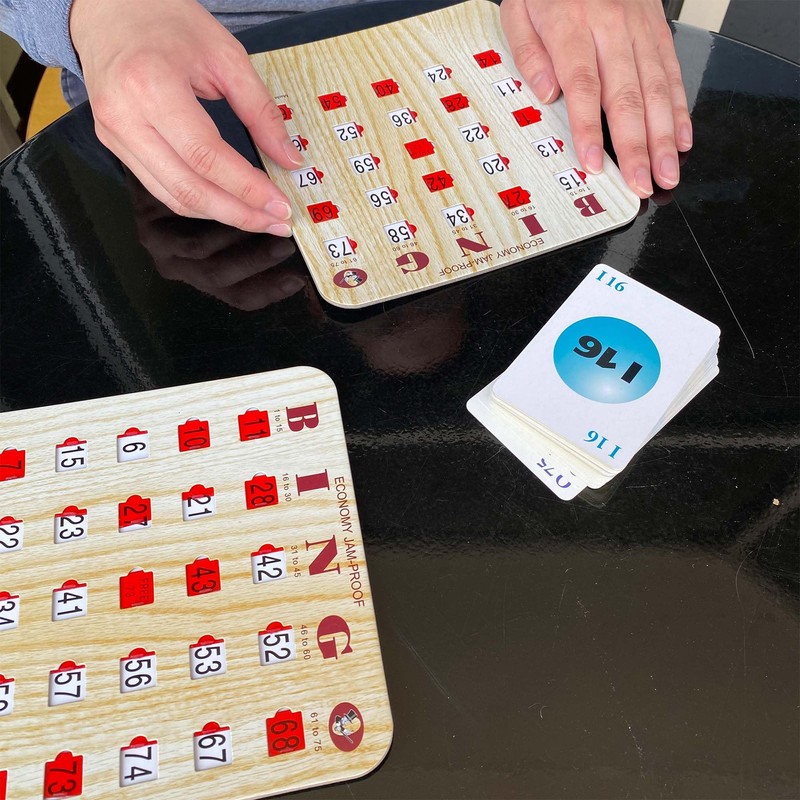 MR CHIPS Jam-Proof Bingo Cards with Sliding Windows, 50 Reusable