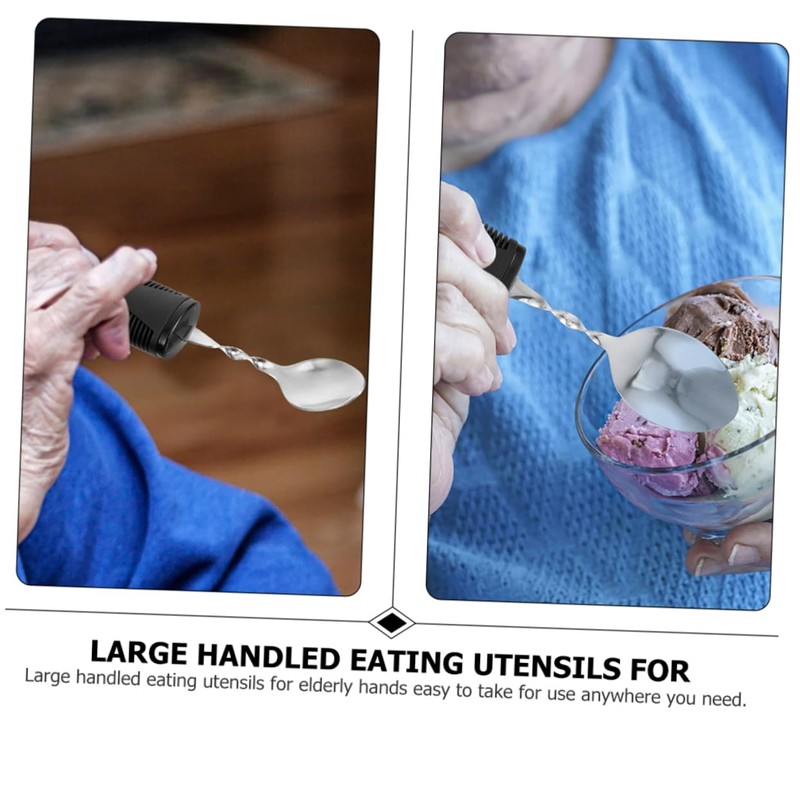 SHOWERORO 2 Sets Adaptive Utensils for Elderly Shaking Cutlery with