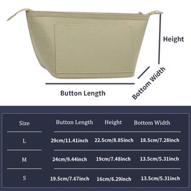 Chispee Purse Organizer Insert for Handbags, Felt Bag Organizer with Zipper Handbag Organizers for Longchamp Divider Pocket & Zipper Inner Bag Liner (Beige,L)