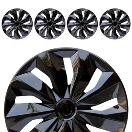 Hubcaps Wheel Cover Replacement R16 Size Hub Cap Universal-Fit Steel Wheel Rim Caps ABS Tire Covers for Most Cars Trucks Sedans SUV -Set of 4（16-inch，Black）