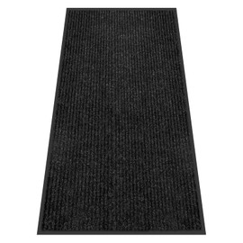 Indoor Outdoor Door Mat, 4'x8' Waterproof Heavy Duty Doormat for Entryway, Rubber Backing Non Slip Front Door Mat, Durable Commercial Outdoor Entrance Floor Mat for Home Office, Black