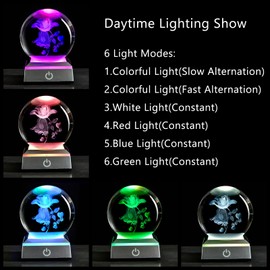 QIANCHANG 3D Rose Crystal Ball with LED Stand, Rose Flower Figurine in Glass Ball Paperweight,I Love You Decor Gifts for Her Mom Women Girlfriend Birthday